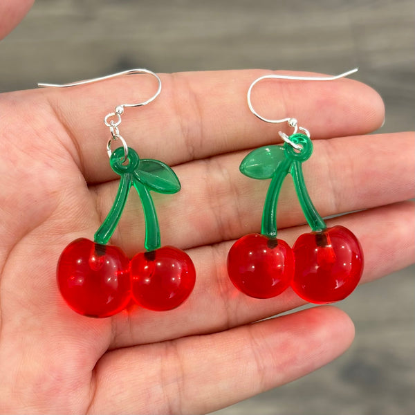 3D Transparent Cherry Earrings