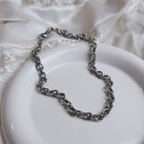 Beveled Oval Stainless Steel Necklace
