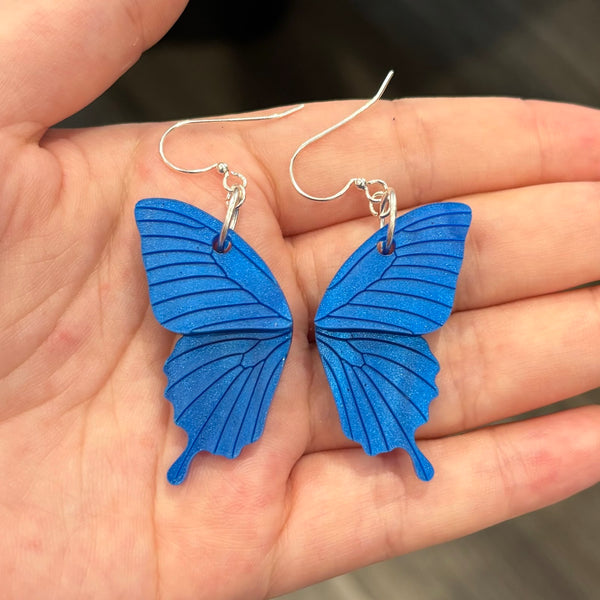 Blue Butterfly Wing Earrings