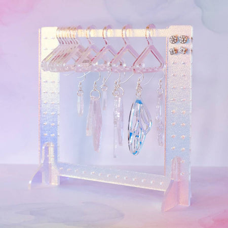 Cute Earring Rack Holder Coat Hangers Shape Unique Earring Display Stand  Acrylic Ear Studs Display Rack Earring Hanging Organizer(Pink)