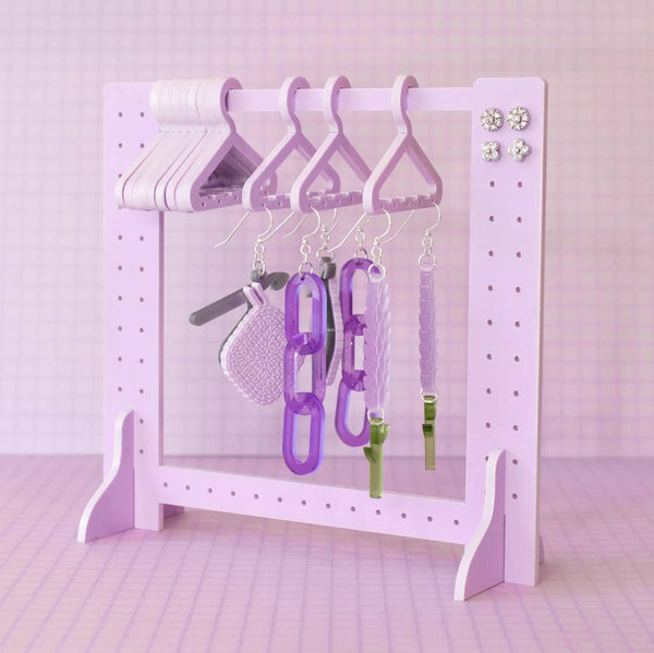 Clothing Rack Earring Hanger 2.0 - Clear Pink Shimmer – Affordable Earrings  :)